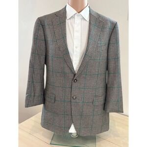 Abito Sartoriale Blazer Mens 54 Wool Blend E. Zegna Cloth Plaid Beige Teal Coat